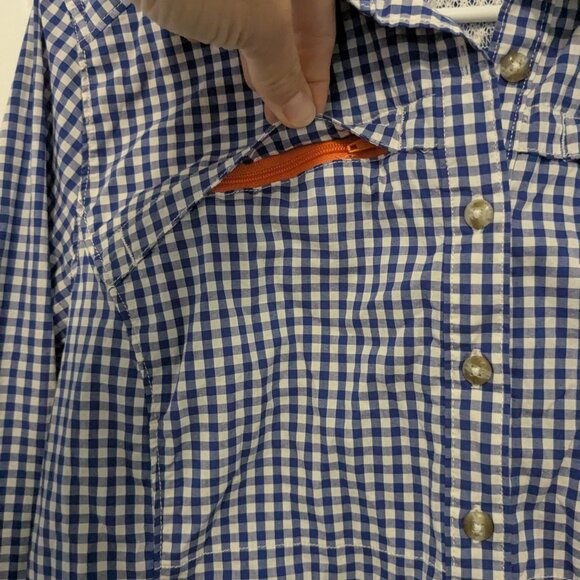 Orvis River Guide Shirt Dress Womens Size Med Blue White Checker Gingham Active - Picture 8 of 11